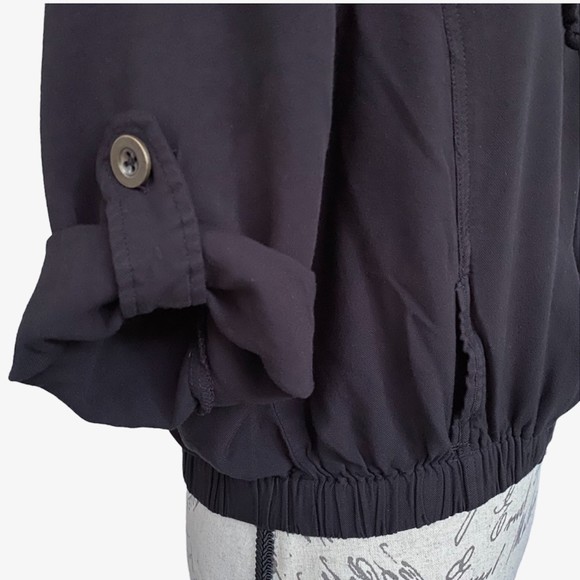 SOLD! Cotton On Outer Wear Soft Drawstring 3/4 Sleeve Jacket Black Size Large - Picture 4 of 7
